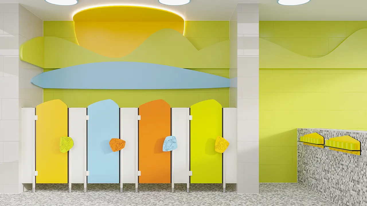 WC partitions and interior for kindergartens